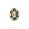 GS032 D/S - 14 Karat Gold Slide with Diamond center and Sapphire accents 