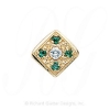 GS033 D/E - 14 Karat Gold Slide with Diamond center and Emerald accents 