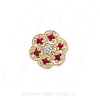 GS036 D/R - 14 Karat Gold Slide with Diamond center and Ruby accents 