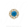 GS040 BT/D - 14 Karat Gold Slide with Blue Topaz center and Diamond accents 