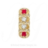 GS048 D/R - 14 Karat Gold Slide with Diamond center and Ruby accents 