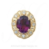 GS079 AMY/D - 14 Karat Gold Slide with Amethyst center and Diamond accents 