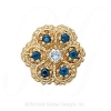 GS080 D/S - 14 Karat Gold Slide with Diamond center and Sapphire accents 
