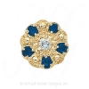 GS093 D/S - 14 Karat Gold Slide with Diamond center and Sapphire accents 