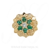 GS099 D/E - 14 Karat Gold Slide with Diamond center and Emerald accents 