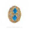 GS177 BT/D - 14 Karat Gold Slide with Blue Topaz center and Diamond accents 
