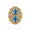 GS177 BT/PL - 14 Karat Gold Slide with Blue Topaz center and Pearl accents 