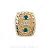 GS264 D/E - 14 Karat Gold Slide with Diamond center and Emerald accents 