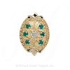 GS314 D/E - 14 Karat Gold Slide with Diamond center and Emerald accents 