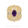 GS340 AMY/D - 14 Karat Gold Slide with Amethyst center and Diamond accents 