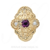 GS341 AMY/PL - 14 Karat Gold Slide with Amethyst center and Pearl accents 
