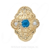 GS341 BT/PL - 14 Karat Gold Slide with Blue Topaz center and Pearl accents 