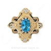 GS345 BT/D - 14 Karat Gold Slide with Blue Topaz center and Diamond accents 
