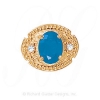 GS373 BT/D - 14 Karat Gold Slide with Blue Topaz center and Diamond accents 