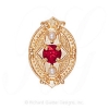 GS449 R/PL - 14 Karat Gold Slide with Ruby center and Pearl accents 