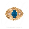 GS463 BT/PL - 14 Karat Gold Slide with Blue Topaz center and Pearl accents 
