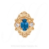 GS467 BT/D - 14 Karat Gold Slide with Blue Topaz center and Diamond accents 