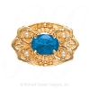 GS487 BT/PL - 14 Karat Gold Slide with Blue Topaz center and Pearl accents 