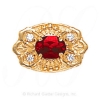 GS487 G/D - 14 Karat Gold Slide with Garnet center and Diamond accents 