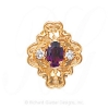 GS488 AMY/D - 14 Karat Gold Slide with Amethyst center and Diamond accents 