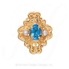 GS488 BT/PL - 14 Karat Gold Slide with Blue Topaz center and Pearl accents 