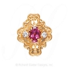 GS488 PT/D - 14 Karat Gold Slide with Pink Tourmaline center and Diamond accents 
