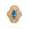 GS490 BT/D - 14 Karat Gold Slide with Blue Topaz center and Diamond accents 