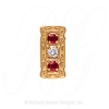 GS493 D/R - 14 Karat Gold Slide with Diamond center and Ruby accents 