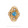 GS511 BT/PL - 14 Karat Gold Slide with Blue Topaz center and Pearl accents 