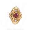 GS511 PT/PL - 14 Karat Gold Slide with Pink Tourmaline center and Pearl accents 