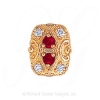 GS525 R/D - 14 Karat Gold Slide with Ruby center and Diamond accents 