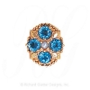 GS526 PL/BT - 14 Karat Gold Slide with Pearl center and Blue Topaz accents 
