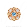 GS527 BT/PL - 14 Karat Gold Slide with Blue Topaz center and Pearl accents 