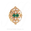 GS528 E/PL - 14 Karat Gold Slide with Emerald center and Pearl accents 