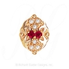 GS528 R/PL - 14 Karat Gold Slide with Ruby center and Pearl accents 