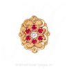 GS532 D/R - 14 Karat Gold Slide with Diamond center and Ruby accents 