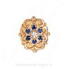 GS532 D/S - 14 Karat Gold Slide with Diamond center and Sapphire accents 