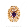 GS536 AMY/PL/PL - 14 Karat Gold Slide with Amethyst center and Pearl and Pearl accents 