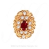 GS536 BT/PL/PL - 14 Karat Gold Slide with Blue Topaz center and Pearl and Pearl accents 