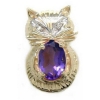 A2293 14K CAT SLIDE WITH AMETHYST & 2 DIAMOND EYES 