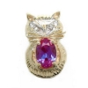 A2293 14K CAT SLIDE WITH CREATED ALEXANDRITE & 2 DIAMOND EYES 