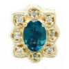 AC256 14K TEAL TOPAZ SLIDE WITH 8 DIAMONDS 