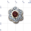 AC485 14K FLOWER SLIDE WITH BEZEL GARNET CENTER & DIAMOND 