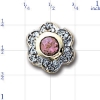 AC485 14K FLOWER SLIDE WITH BEZEL PINK TOURMALINE CENTER & DIAMOND 