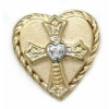 B1476 14K HEART SLIDE WITH 1 DIAMOND SET IN CROSS 