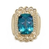 B1784 14K SLIDE WITH ANT CUSH C/B TEAL TOPAZ 