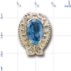 B2157 14K SLIDE WITH BLUE TOPAZ IN BYZANTINE DESIGN WITH SCROLL 