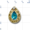 B2159 14K SLIDE-BACK SET BLUE TOPAZ WITH OPEN FILIGREE WORK 