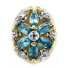B2168 14K SLIDE WITH MARQUISE BLUE TOPAZ & DIAMOND IN FLOWER DESIGN 