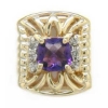 B3332 14K SQ CHECKERBOAAMETHYST & DIAMOND SLIDE 
